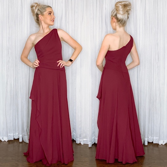 David's Bridal Dresses & Skirts - Davids Bridal Wine Long Bridesmaid Dress Georgette